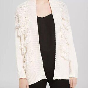 Sandro Gisele Fringe Trim Knit Cardigan Sweater